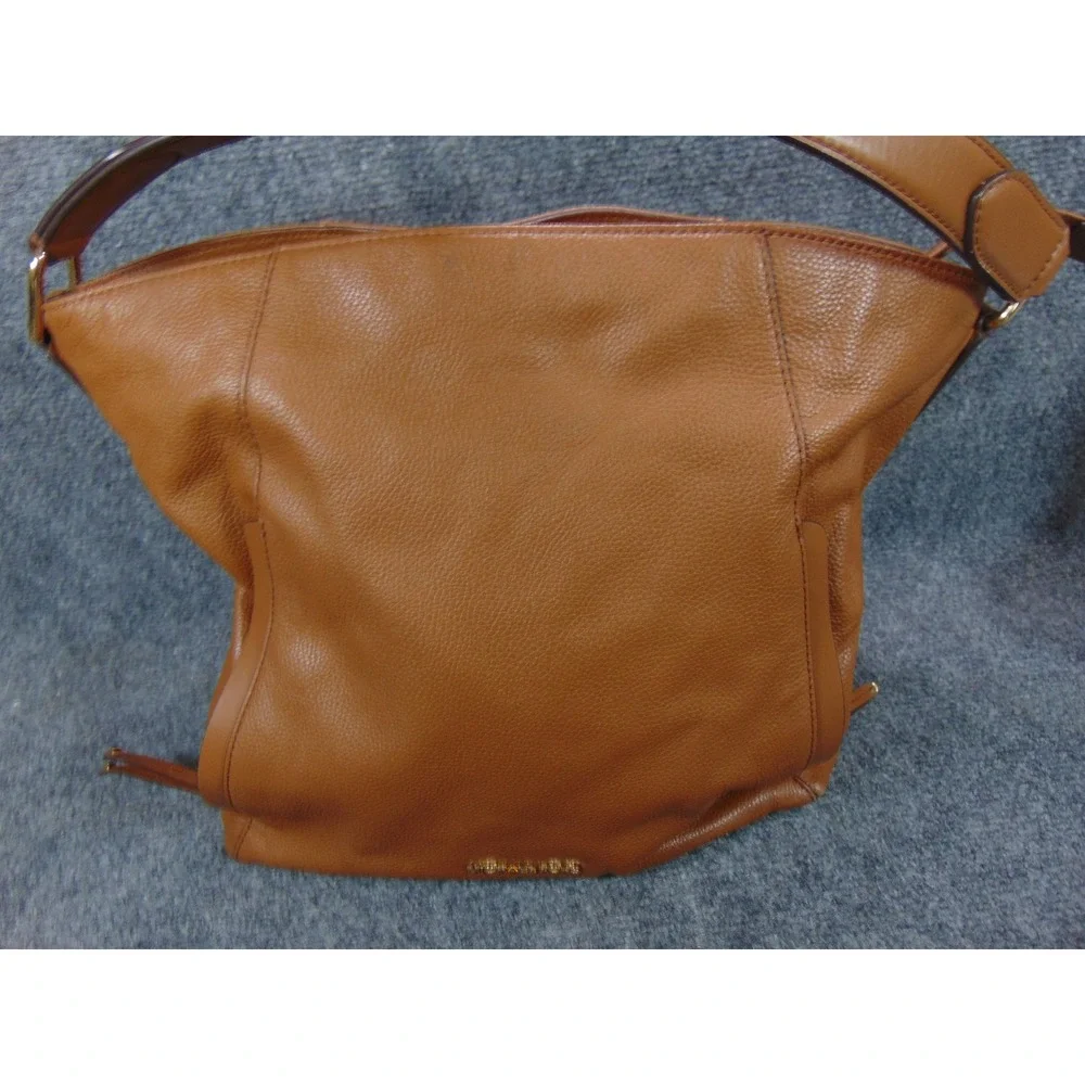 Michael Kors Bedford Purse‎ Brown Pebbled Leather Shoulder Bag Zip Top